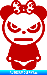 Samolepka Panda girl tmavě červená