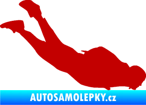 Samolepka Parašutista 003 pravá skok z letadla tmavě červená