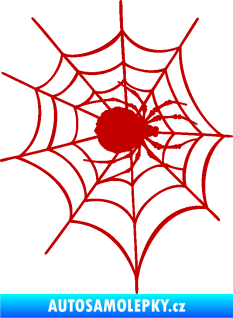 Samolepka Pavouk 016 pravá s pavučinou tmavě červená