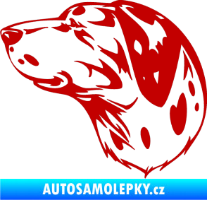 Samolepka Pes 002 levá Dalmatin tmavě červená