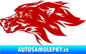 Samolepka Pes 127 levá hlava tmavě červená