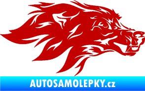 Samolepka Pes 127 pravá hlava tmavě červená