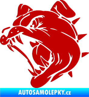 Samolepka Pes 136 levá rozzuřený buldok tmavě červená
