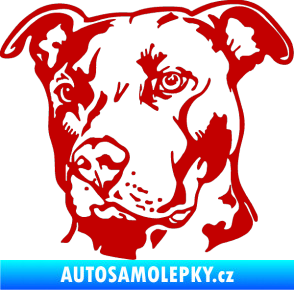 Samolepka Pes 198 pitbull levá tmavě červená