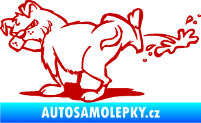 Samolepka Pes čůrá levá tmavě červená
