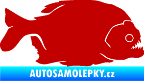 Samolepka Piraňa 001 pravá dravá ryba tmavě červená