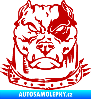 Samolepka Pitbull hlava 005 levá tmavě červená