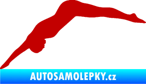Samolepka Plavání 003  levá skok do vody tmavě červená