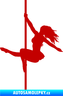 Samolepka Pole dance 001 levá tanec na tyči tmavě červená