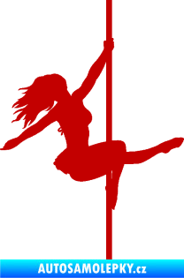 Samolepka Pole dance 001 pravá tanec na tyči tmavě červená