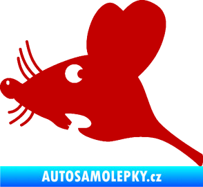 Samolepka Překvapená myš levá tmavě červená