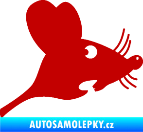 Samolepka Překvapená myš pravá tmavě červená