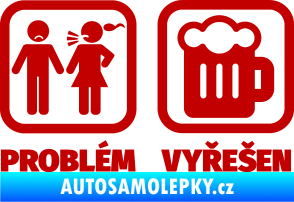 Samolepka Problém? Vyřešen 008 na pivo tmavě červená