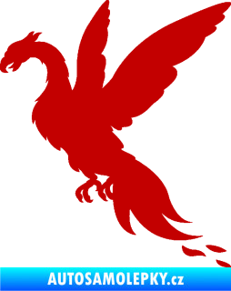 Samolepka Pták Fénix 001 levá tmavě červená