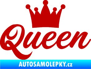 Samolepka Queen nápis s korunou tmavě červená