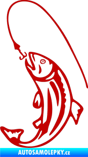 Samolepka Ryba s návnadou 003 levá tmavě červená