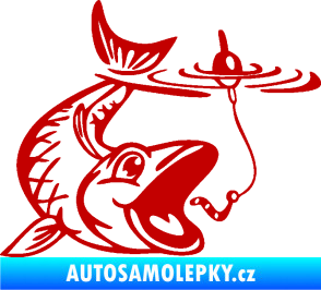 Samolepka Ryba s návnadou 004 pravá tmavě červená