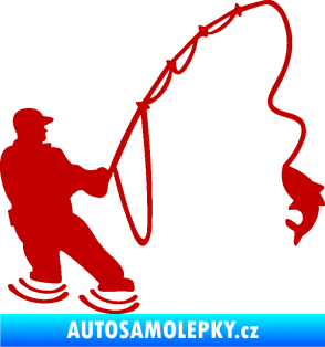Samolepka Rybář 018 pravá tmavě červená