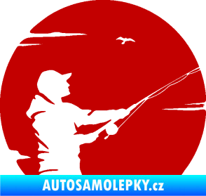 Samolepka Rybář 022 pravá tmavě červená