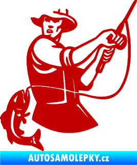 Samolepka Rybář 024 levá úlovek tmavě červená