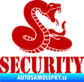 Samolepka Security hlídáno - pravá had tmavě červená