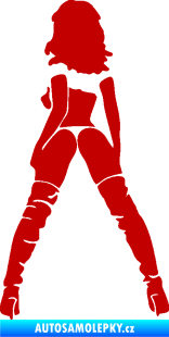Samolepka Sexy žena a vysoké kozačky levá tmavě červená