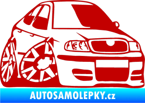 Samolepka Škoda Octavia karikatura pravá tmavě červená