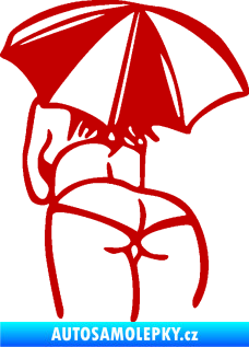 Samolepka Slečna s deštníkem levá tmavě červená
