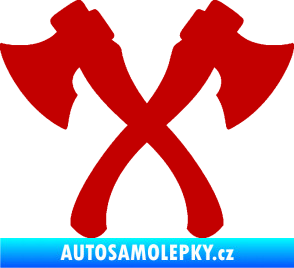 Samolepka Spojené sekery tmavě červená