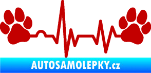 Samolepka Srdeční tep 004 tlapky tmavě červená