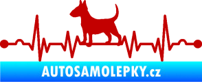 Samolepka Srdeční tep 008 levá pes bulteriér tmavě červená
