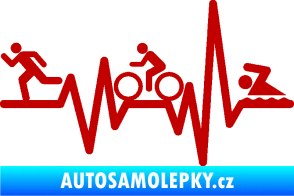 Samolepka Srdeční tep 012 levá triatlon tmavě červená