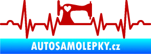 Samolepka Srdeční tep 015 pravá šicí stroj tmavě červená