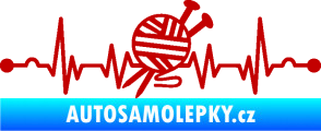 Samolepka Srdeční tep 016 levá pletení tmavě červená