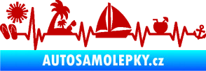 Samolepka Srdeční tep 094 pravá dovolená u moře tmavě červená