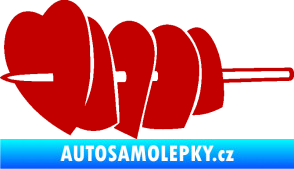 Samolepka Srdíčka na špejli levá tmavě červená