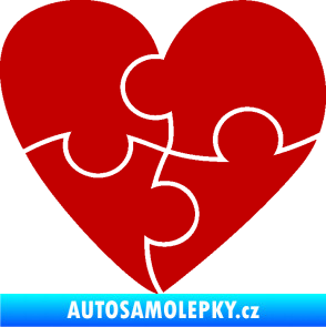Samolepka Srdíčko 018 pravá puzzle tmavě červená