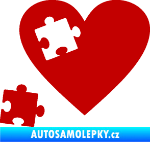 Samolepka Srdíčko 022 levá vypadlý puzzlík tmavě červená
