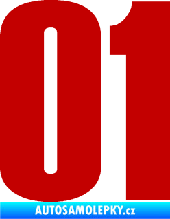 Samolepka Startovní číslo 01 typ 2 tmavě červená