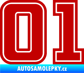 Samolepka Startovní číslo 01 typ 5 tmavě červená
