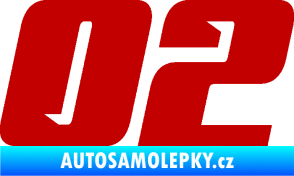Samolepka Startovní číslo 02 typ 6 tmavě červená