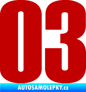 Samolepka Startovní číslo 03 typ 2   tmavě červená