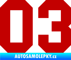 Samolepka Startovní číslo 03 tmavě červená