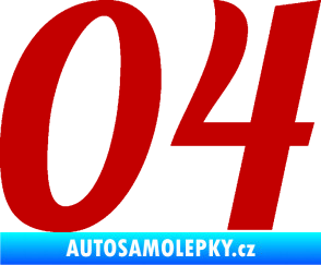 Samolepka Startovní číslo 04 typ 3 tmavě červená