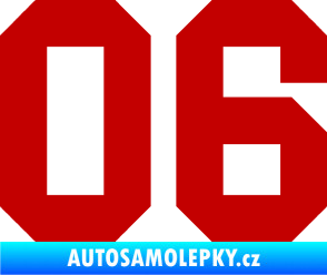Samolepka Startovní číslo 06 tmavě červená