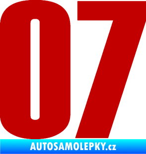 Samolepka Startovní číslo 07 typ 2   tmavě červená