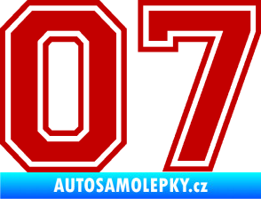 Samolepka Startovní číslo 07 typ 4 tmavě červená