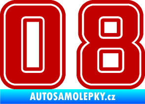Samolepka Startovní číslo 08 typ 5 tmavě červená
