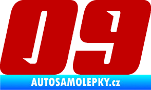 Samolepka Startovní číslo 09 typ 6 tmavě červená