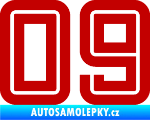 Samolepka Startovní číslo 09 typ 7 tmavě červená